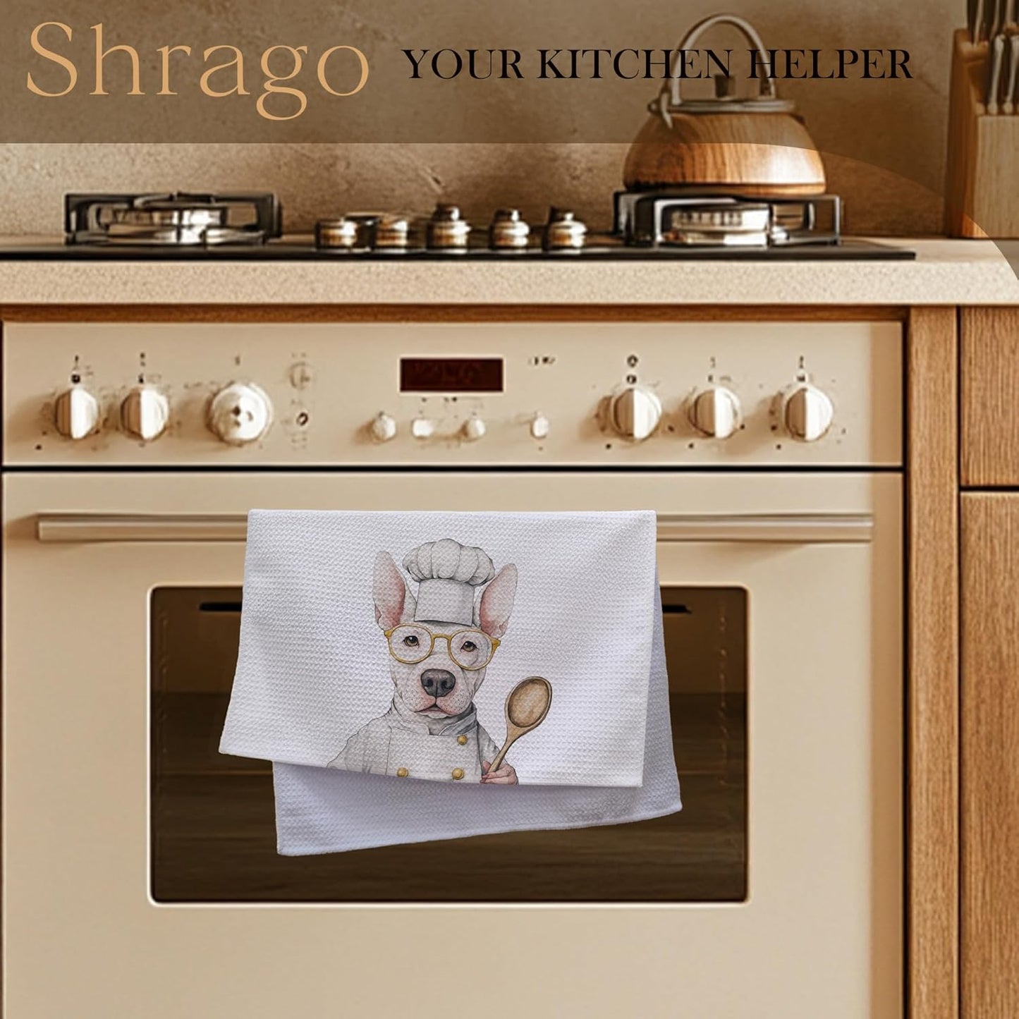 Funny Bull Terrier Dog Kitchen Towels, Bull Terrier Gifts for Women Dish Tea Towels for Kitchen, Dog Lovers Mom Dad Owner Gifts Decorative Hand Towels, 16x24 Inch