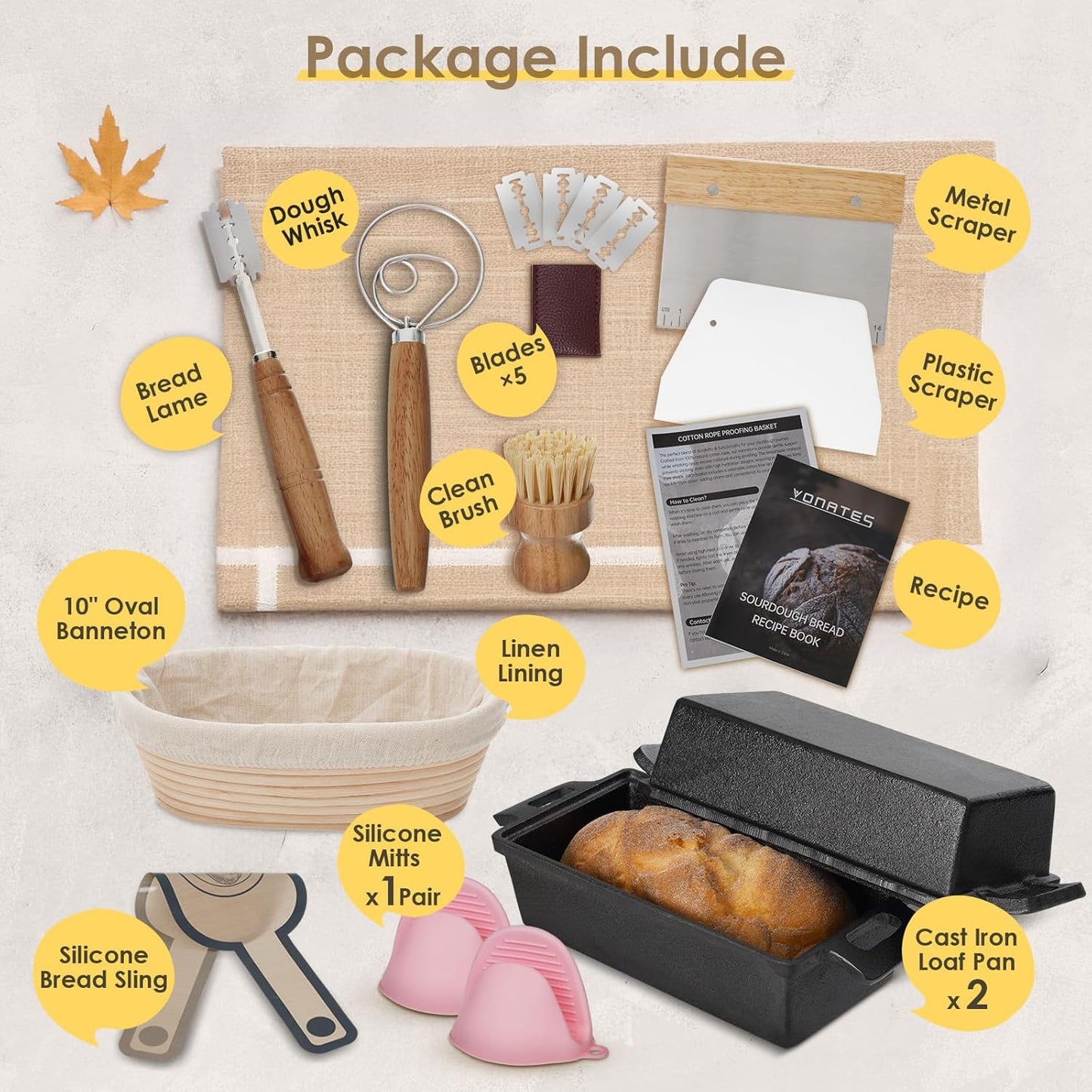 2 in 1 Cast Iron Loaf Pan with Lid, 9×5 Inch Bread Baking Pans for Homemade Bread, Pre-Seasoned Loaf Pan Bread Pan with Sourdough Bread Baking Supplies for Bread Baking, Meatloaf (2 Piece Set)