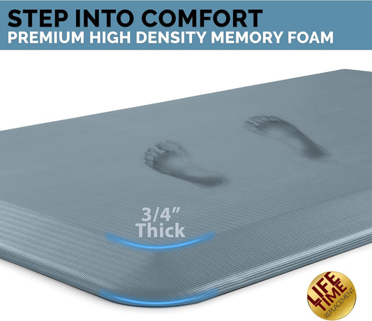 ComfiLife Anti Fatigue Floor Mat – 3/4 Inch Thick Perfect Kitchen Mat, Standing Desk Mat – Comfort at Home, Office, Garage – Durable – Stain Resistant – Non-Slip Bottom (20" x 32", Denim)