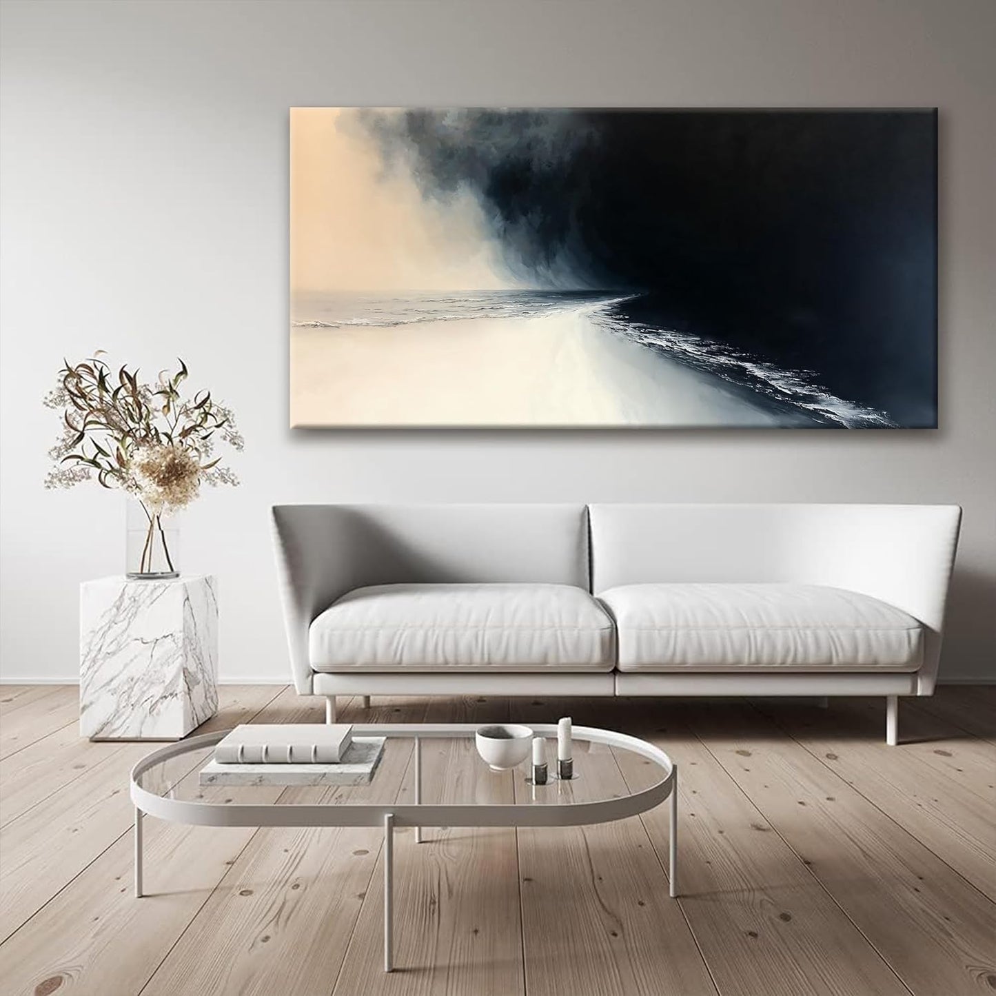 Tsomzxng Large Abstract Wall Art For Living Room Modern Canvas Art Wall Decor 29 X 58 Inches Black And White Wall Art Painting Print Abstract Wall Decor Picture For Bedroom Office Hotel Artwork