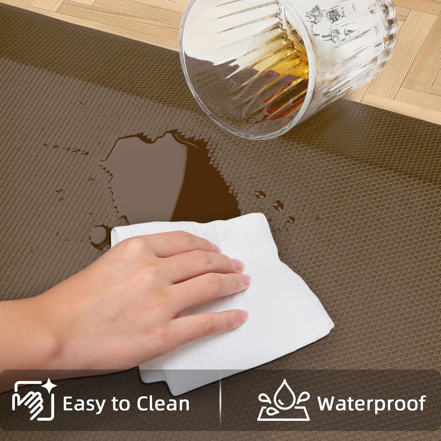 2 PCS Anti Fatigue Kitchen Mats for Floor, Brown 9/10 Extra Thick Cushioned Standing Desk Mat, Comfort Memory Foam Ergonomic Rugs and Mats Non-Slip Waterproof for Office, Kitchen, 20"x32"+20"x32"