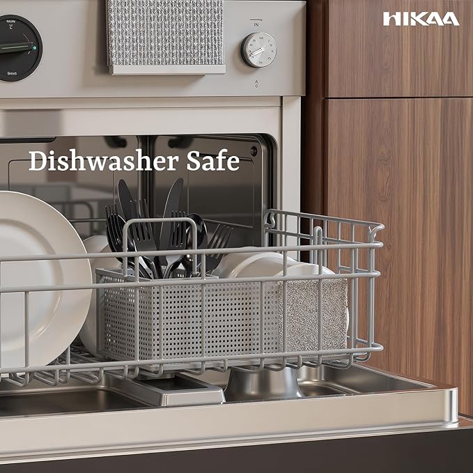 HIKAA Forged Silverware Set Stainless Steel Flatware Set,Service for 4,Matte Satin Polished Cutlery Set,Dishwasher Safe (Black, 40PCS)