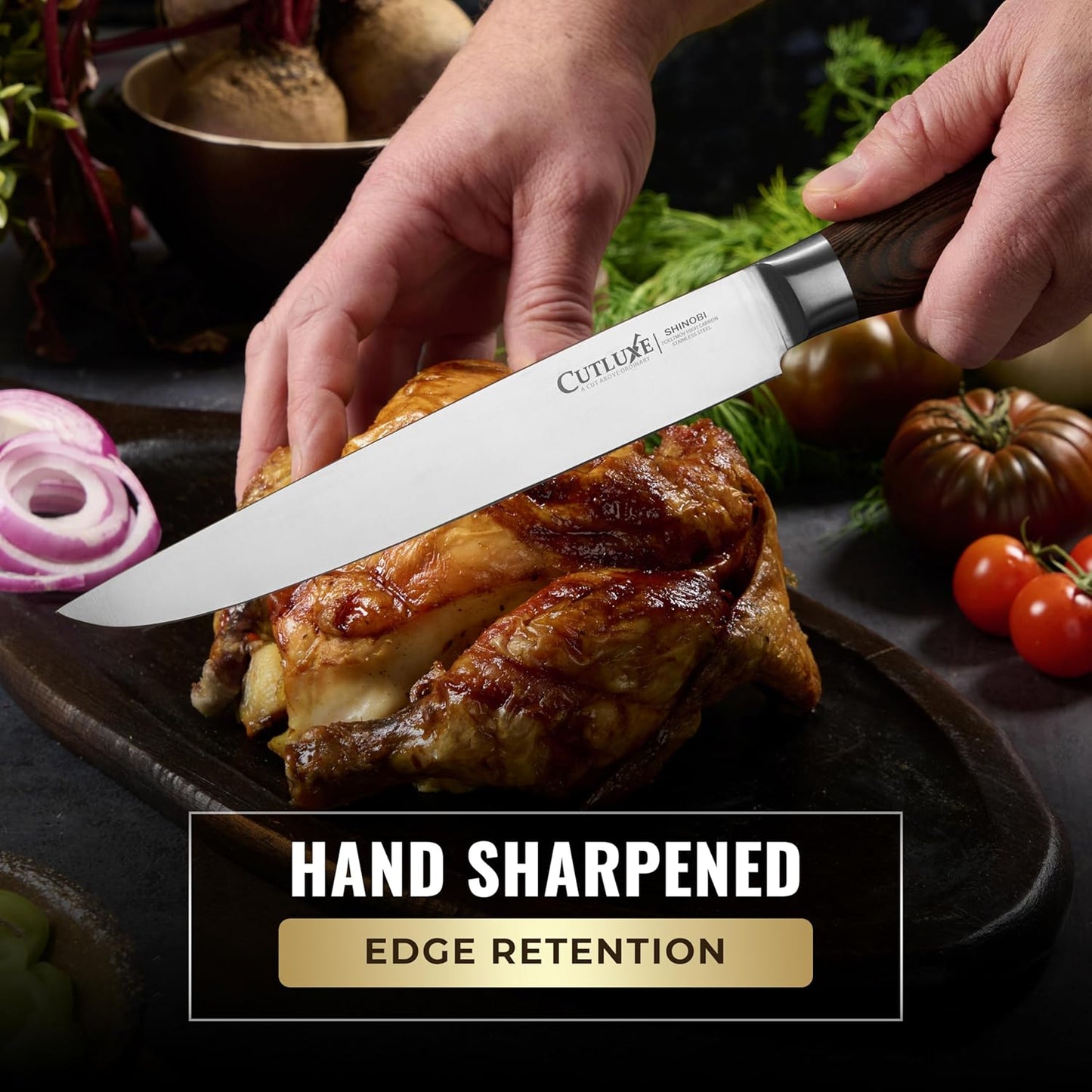 Cutluxe 5-Piece Chef Knife Set – Ultra Sharp Japanese Kitchen Knives, High Carbon Stainless Steel Blades, Full Tang Pakkawood Handles – Shinobi Series