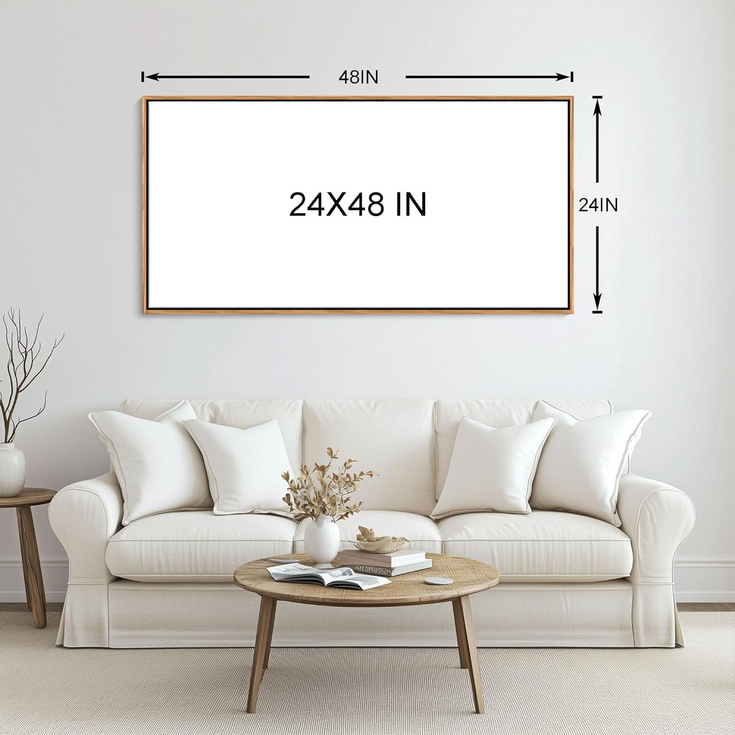 YCPRIMER Canvas Wall Art - Village Landscape Decor Retro Farmhouse Picture Yellow Tree Painting Framed Artwork for Dinning Room,Living Room,Kitchen Decoration Size 24×48Inch