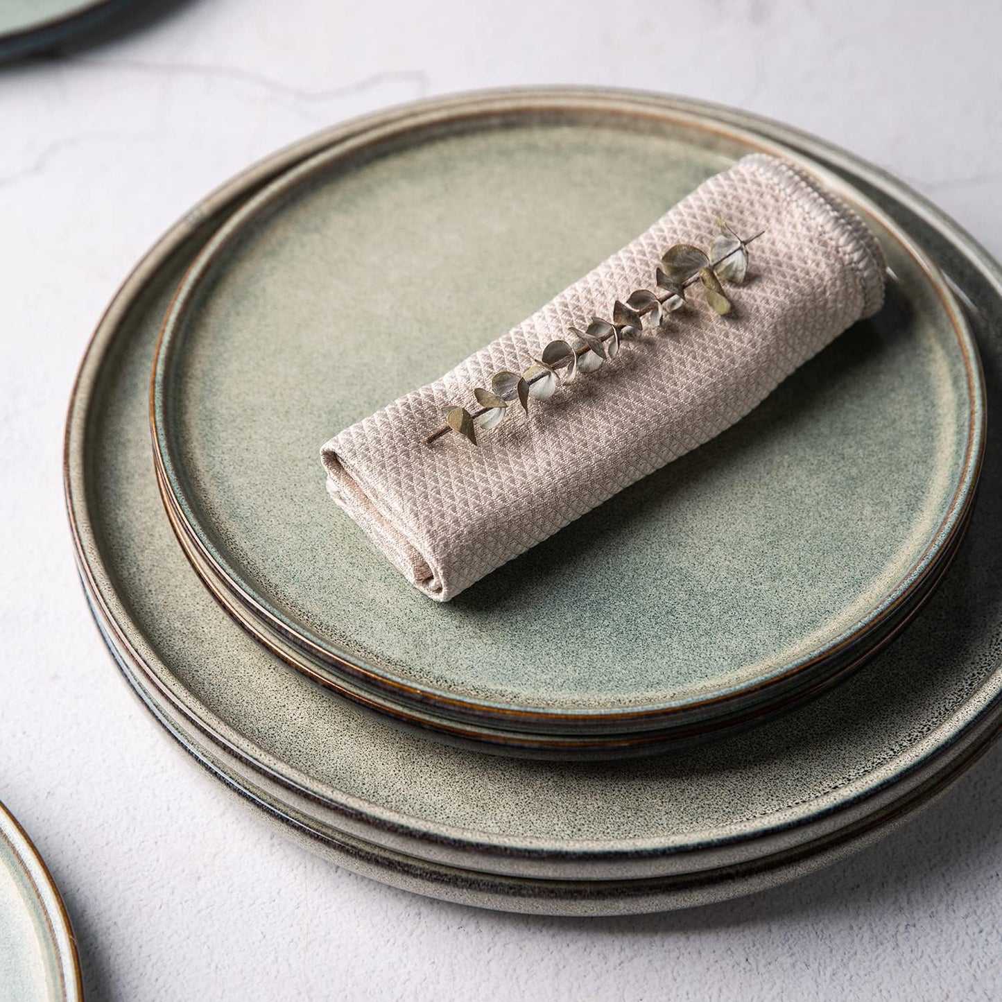 AmorArc Dinner Plates Set of 6, 10.5 Inch Reactive Glaze Ceramic Plates Set, Microwave, Dishwasher Safe, Scratch Resistant, Modern Large Dinnerware Dishes Set Kitchen Stoneware Plates