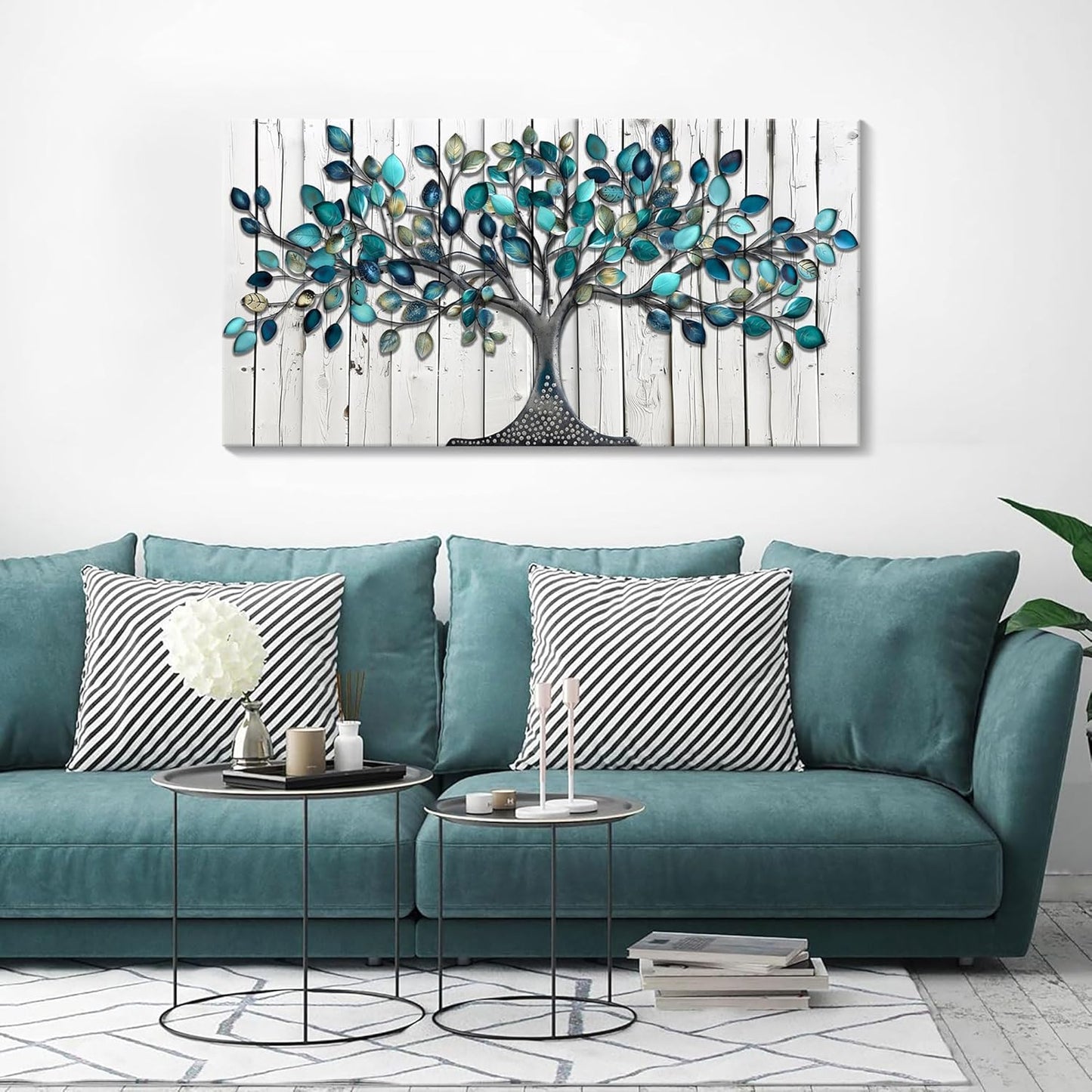 CHATYOUNG Wall Art for Bedroom - Modern Paintings Wall Pictures Green Tree of Life Landscape Artwork for Living Room Bathroom Dining Room Office Kitchen Home Decor 40"x20"