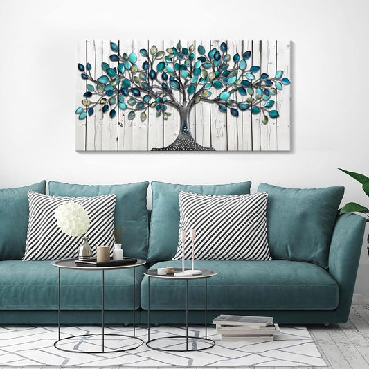 CHATYOUNG Wall Art for Bedroom - Modern Paintings Wall Pictures Green Tree of Life Landscape Artwork for Living Room Bathroom Dining Room Office Kitchen Home Decor 40"x20"