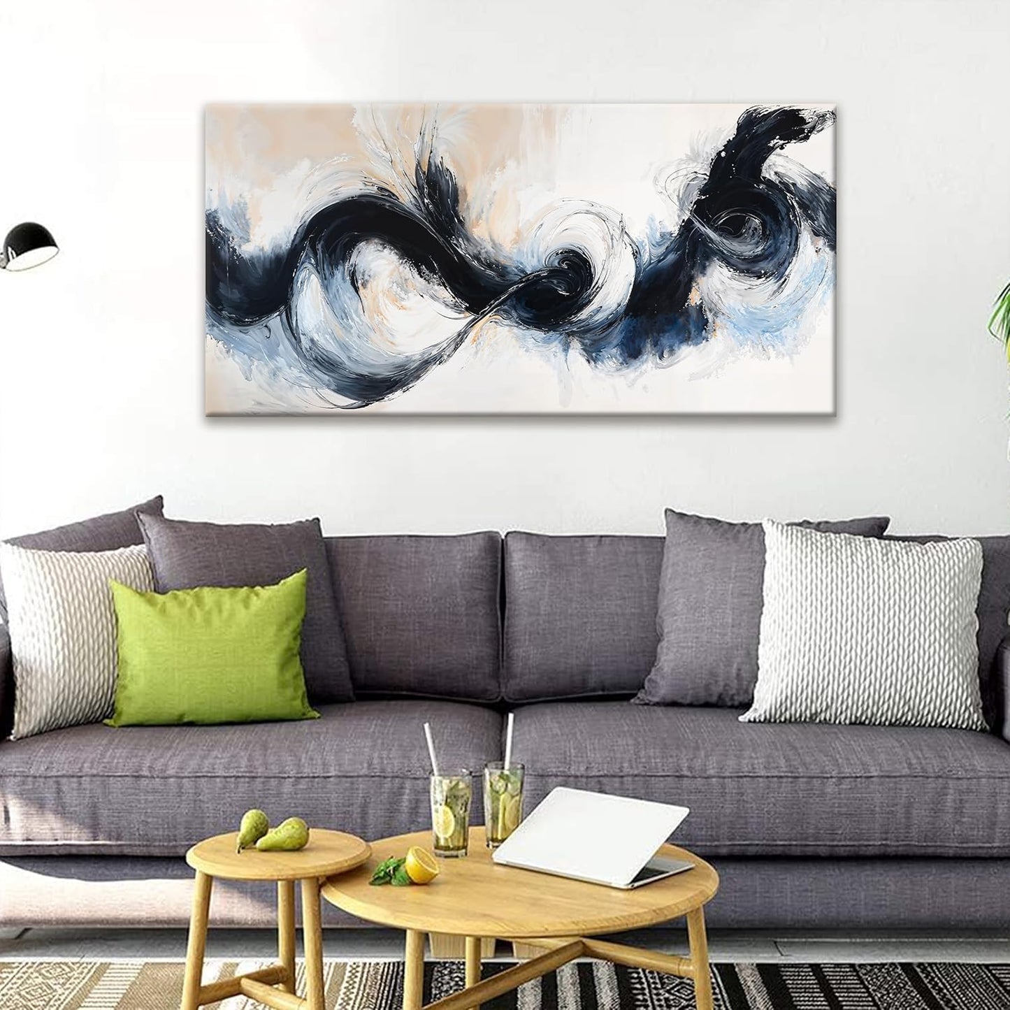 Suconvng Black And White Abstract Wall Art Print Painting Canvas Art Wall Decor Artwork Graffiti Abstract Wall Decor Pictures For Bedroom Kitchen Office Artwork 20 X 40 Inch Ready To Hang