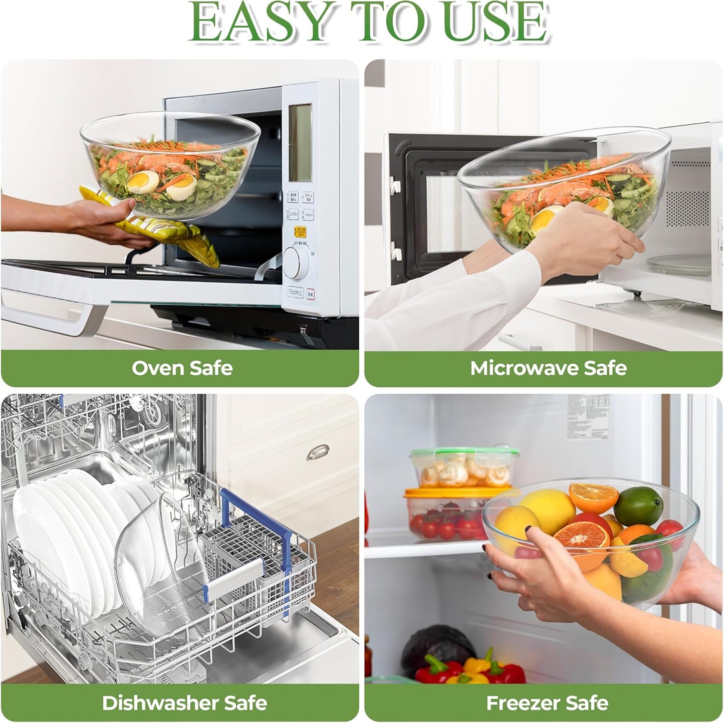 GEHE Glass Salad Bowl with Sealing Lid, 10.6Inch Large Trifle Bowl Glass Fruit Bowl, 4.7 Quart Large Capacity Serving Bowls for Salad, Pasta, Fruit, Dessert Display Cake, Microwave Safe