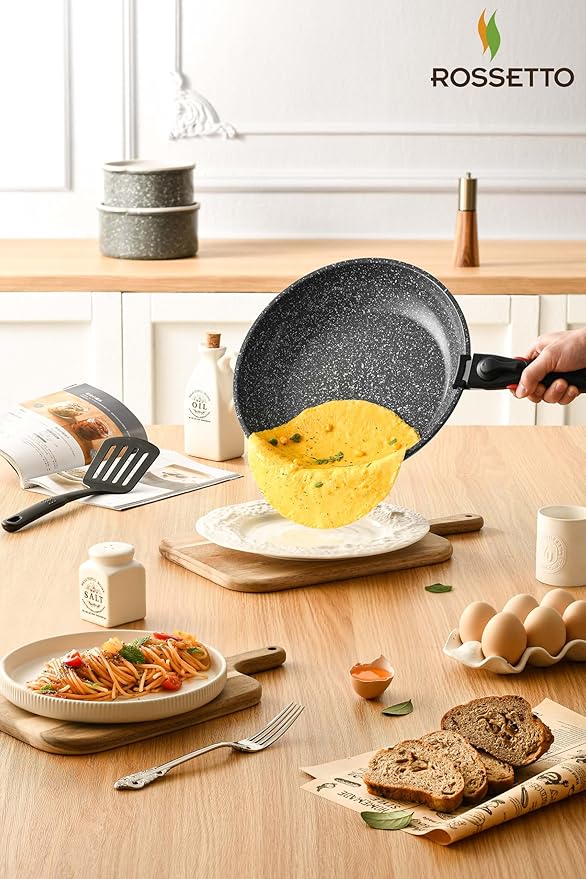 ROSSETTO 16pcs Aluminium Nonstick Pots and Pans Set from France with detachable Handle, Stackable, Ceramic RV Kitchen Cookware Sets Removable Handle, PFOA and PTFE Free, Oven Safe, Induction