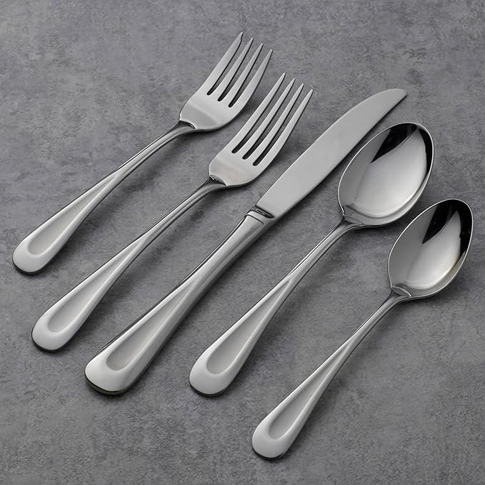 Oneida Satin Sand Dune 12 Piece Everyday Flatware Set, Service for 4 , 18/0 Stainless Steel, Silverware Set, Dishwasher Safe