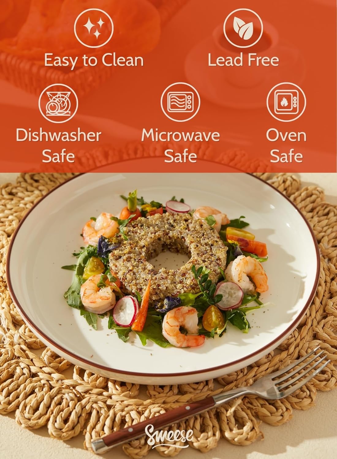 Sweese Dinner Plates, 10 Inch Round Porcelain Plates, Dish Set for Lunch, Party, Wedding, Restaurant, Microwave, Oven, Dishwasher Safe Plates Set of 6, Cool Assorted Colors