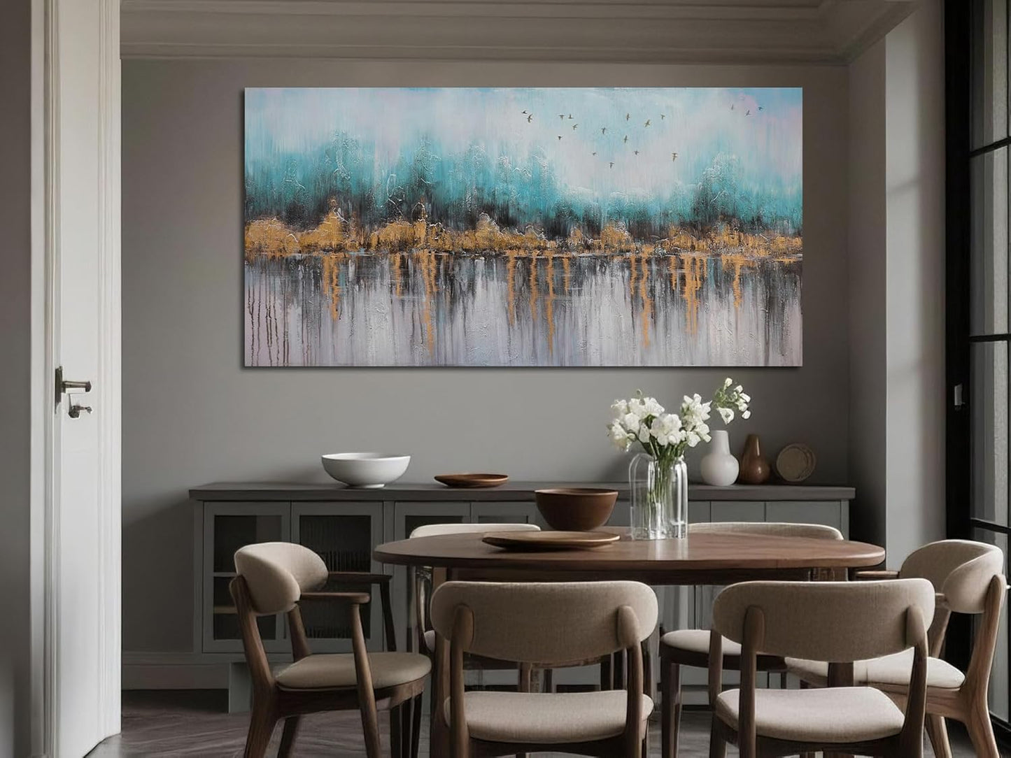 Ardemy Abstract Canvas Wall Art for Living Room Extra Large Teal Pictures Wall Decor Paintings Bedroom Textured Artwork Wall Art for Men Kitchen Dining Room Home Office, 40"x20"