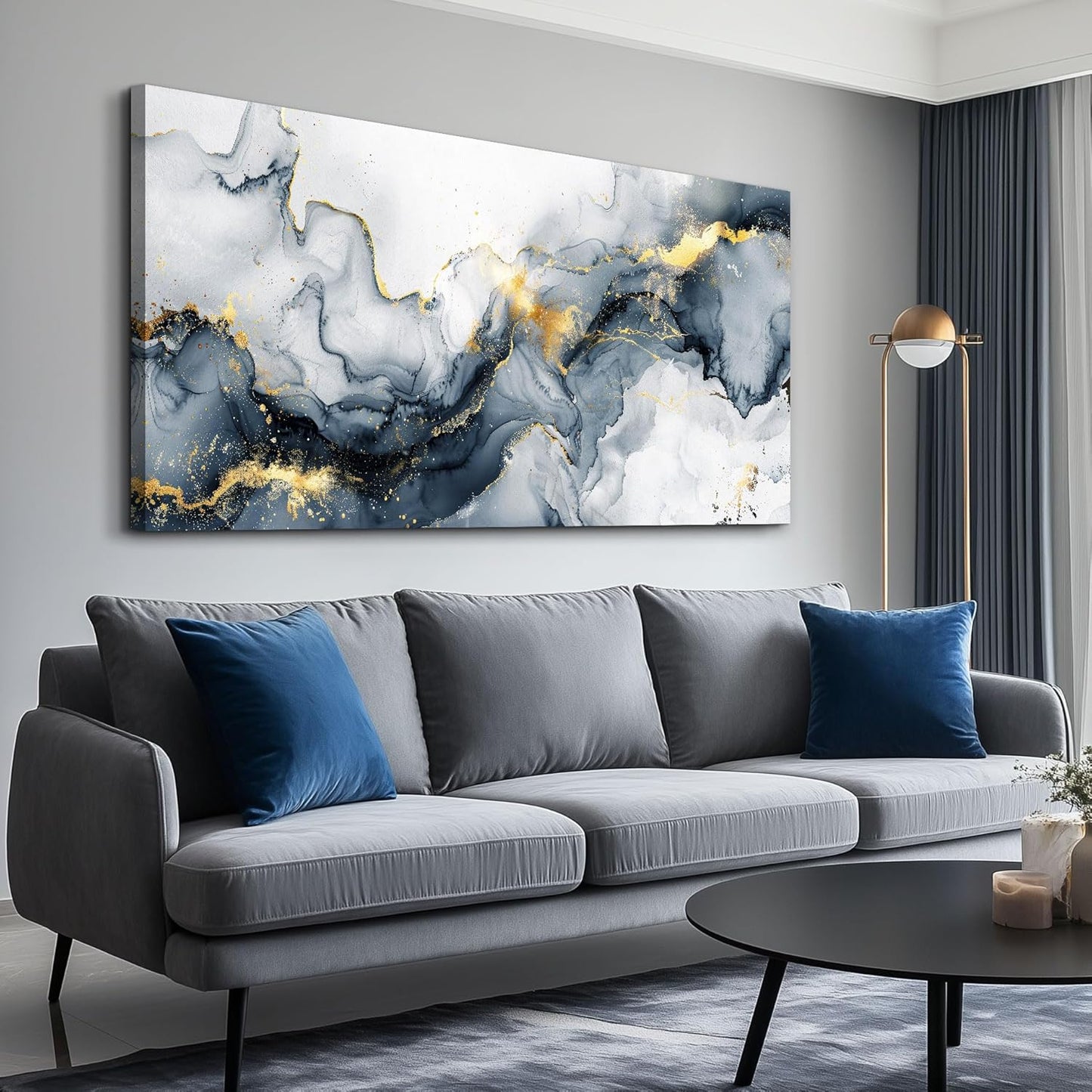 KELIYUAN Minimalism Ink Abstract Wall Paintings Canvas Wall Decor For Bedroom Wall Art For Living Room Office Decorations Ready to Hang Canvas Prints Artwork Modern Bathroom Home Decor 20"x40"