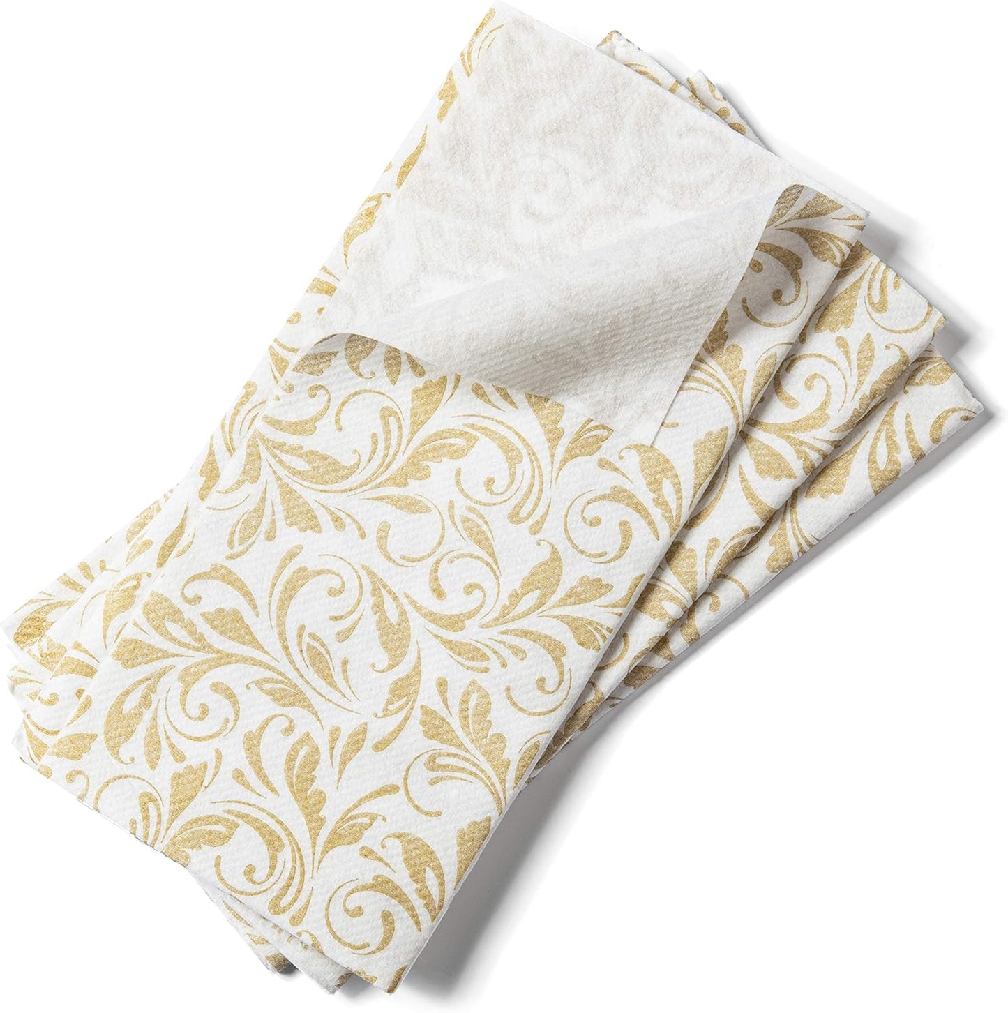 AMERICAN HOMESTEAD Paper Napkins - Gold Leaf Disposable Linen-Like Dinner Napkins - Restaurant-Quality Table Serviettes for Weddings, Parties, and Events - 15.75" x 15.75" - 50 Count