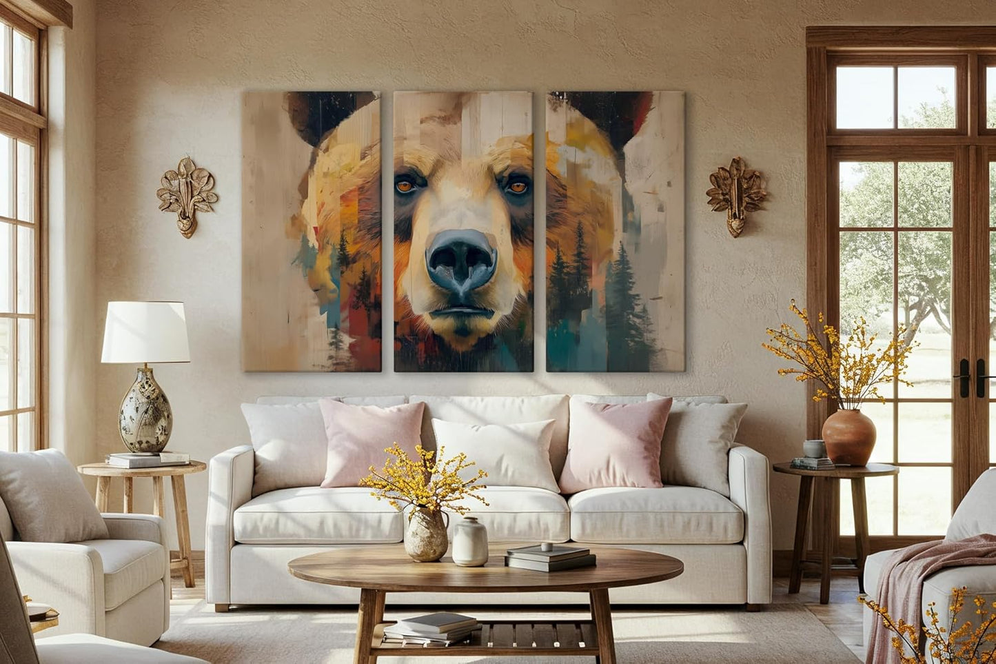 Wildlife Canvas Prints - Wild Animals Home Decor - Medium, Large, and Extra Large Wall Art for Living Room, Bathroom, Kitchen (The Forest Spirit, 47L" x 71W" - 3 panels)