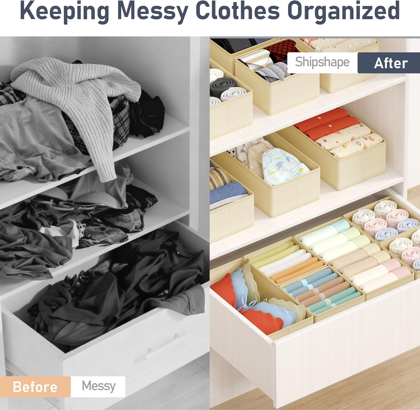 DIMJ Drawer Organizer Clothes Storage - 18 Pack Baby Dresser Organizer for Nursery, Foldable Drawer Dividers for Bedroom Closet Organization, Fabric Storage Bins for Socks, Underwears, Bras