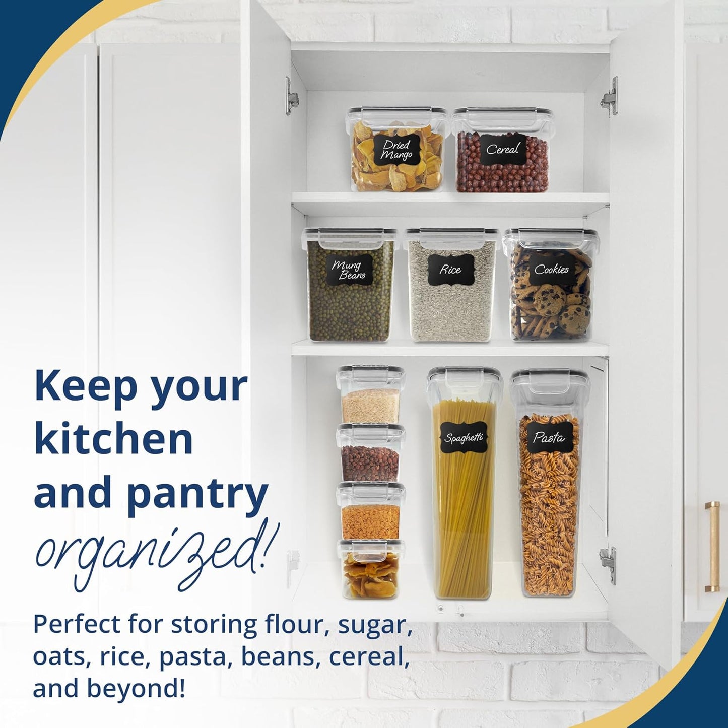 Reli. Airtight Food Storage Containers with Lids (26 Sets) | Kitchen Organizers and Storage Pantry Organizers | BPA Free Plastic Food Containers | Mega Variety Pack w/Measuring Cup, 30 Labels, Pen