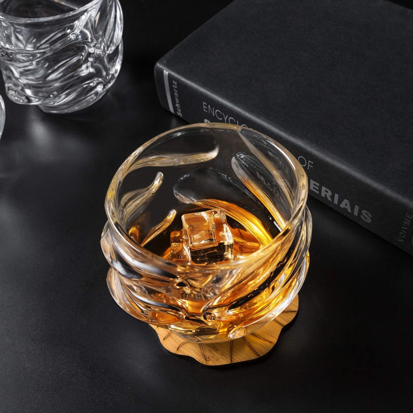 KANARS Whiskey Glass 11 Oz, Set of 2 Crystal Rock Glasses for Scotch Bourbon Snifter Brandy Irish Whisky, Unique Liquor Tumblers for Men Dad Gift