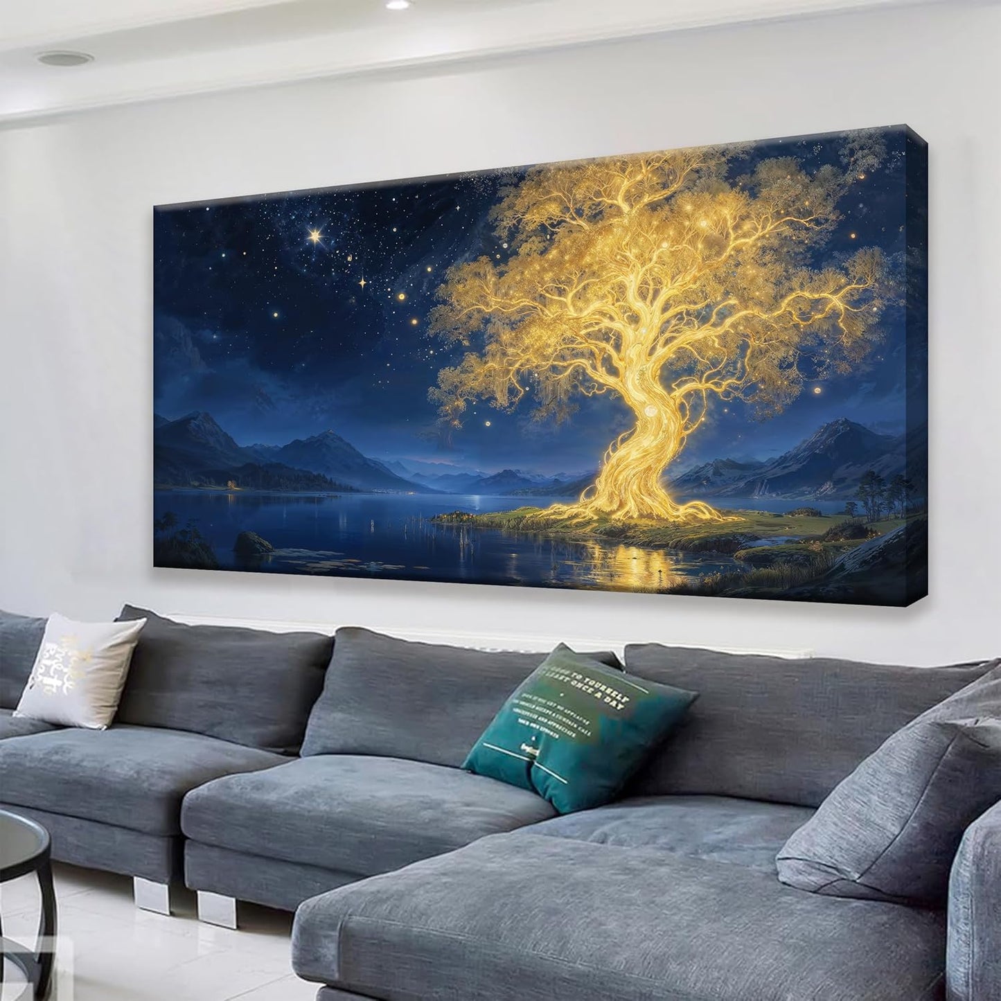 Suconvng Large Gold Tree Wall Art For Living Room Pictures Canvas Wall Art Decor Abstract Tree Plants Wall Art Print Modern Painting Pictures For Bedroom Home Kitchen Office 29" X 58"