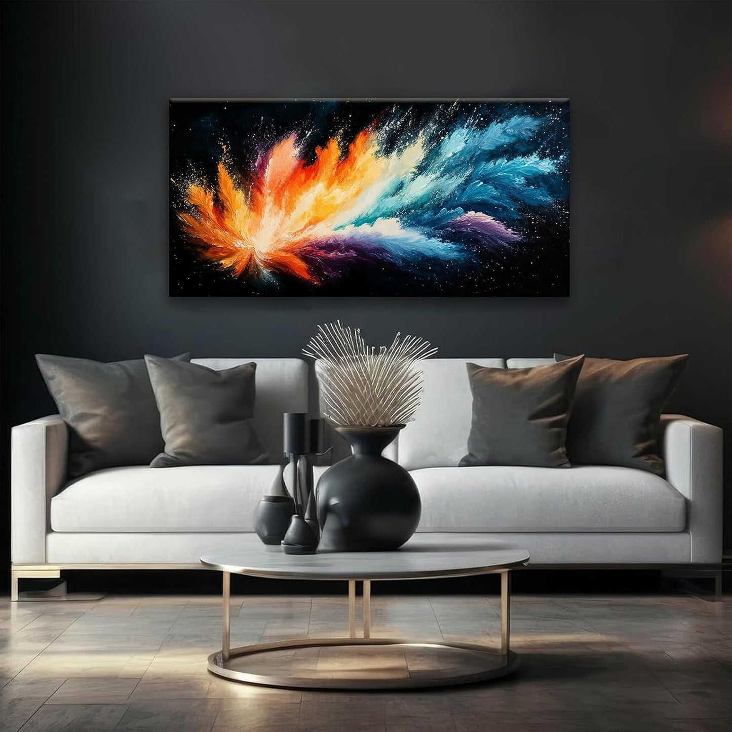Tsomzxng Canvas Wall Art Decor Artwork Modern Paintings Abstract Wall Decor Maximalist Colorful Abstract Wall Art Prints Picture For Bedroom Kitchen Office Artwork Home Wall Decoration 20" × 40"