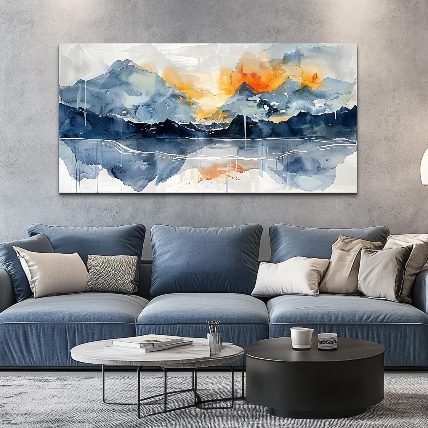 KELIYUAN Large Wall Decor For Bedroom Canvas Wall Art For Living Room Office Decoration Mountain Landscapes Wall Paintings Abstract Watercolour Pictures Artwork Modern Home Decor Ready To Hang