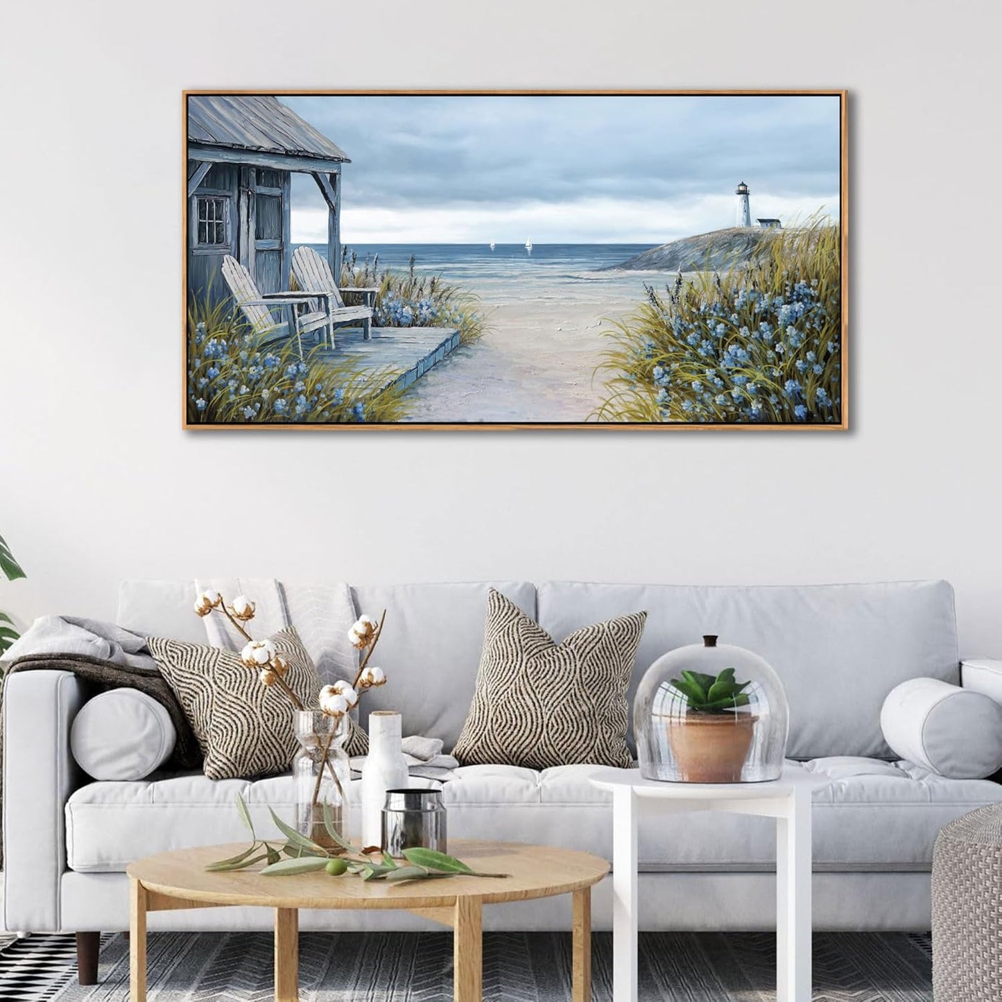 Coastal Wall Art for Living Room - Framed Vintage Wall Decor for Bedroom - Beach Canvas Artwork - Large Ocean Wall Art Beach Pictures - Ideal for Bedroom Decor Above Bed 20×40IN