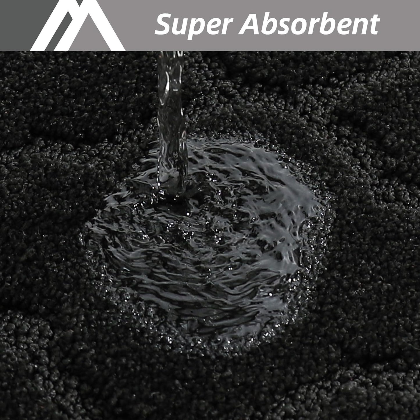 COSY HOMEER-Kitchen-Rugs 20"x48" Non-Slip Absorbent Soft Kitchen Runner Rug Polyester Kitchen Mats for Floor Washable Kitchens Standing Floor Mat for Sink Mat,Hallway,Laundry,Black