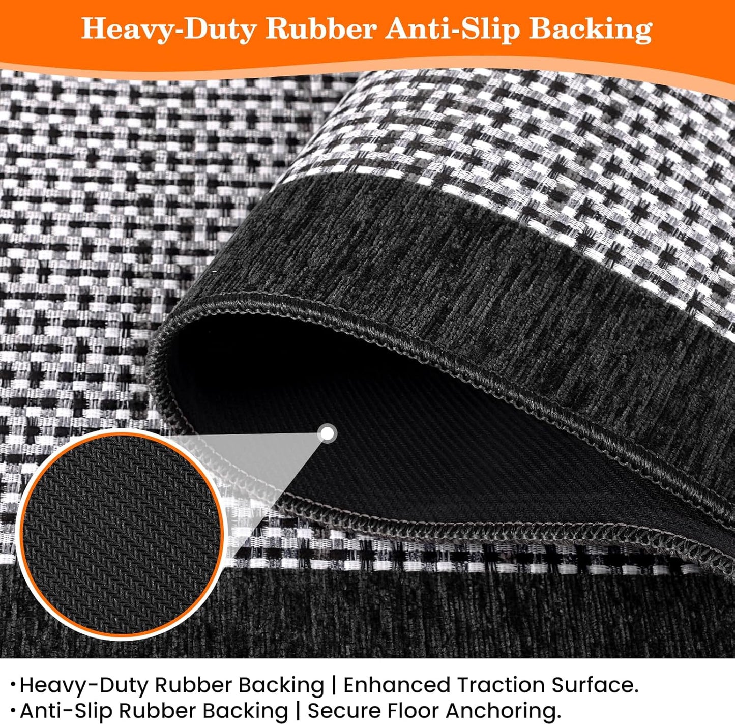 StepRite Kitchen Rugs, Kitchen Mats for Floor, 70"x20" Non-Slip Machine-Washable Kitchen Throw Rug, Absorbent Kitchen Runner Rugs Office, Kitchen Sink Standing Desk Mat, Kitchen Decor Carpet, Black