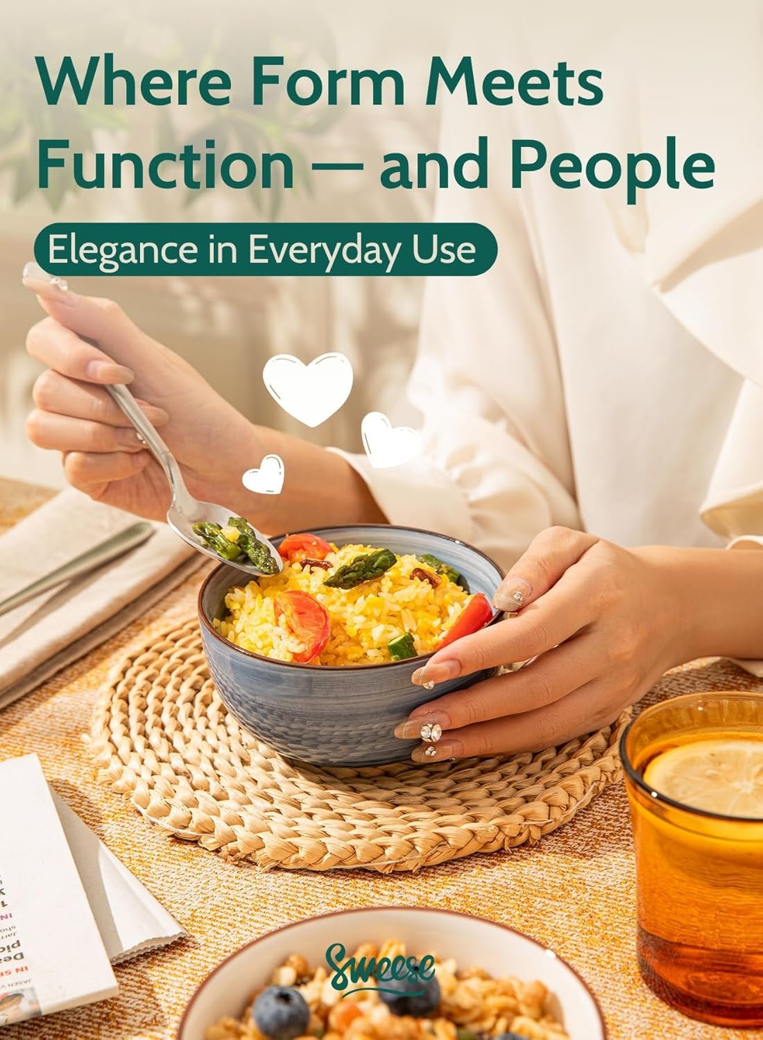 Sweese 10 Oz Ceramic Ice Cream Bowls, Set of 6 - Multicolor Dessert, Cereal, Soup Bowls, Dishwasher Microwave Safe