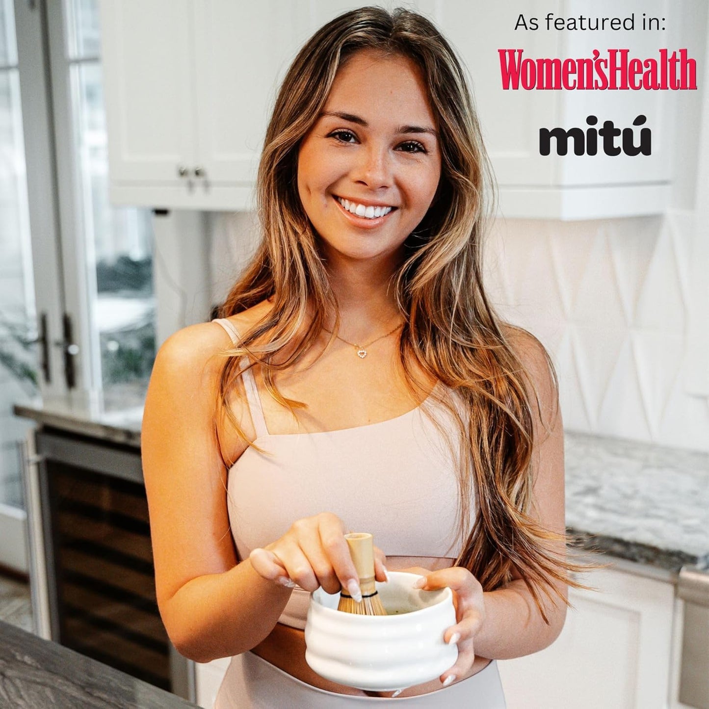 Matcha Whisk Set- Matcha Set includes Matcha Bowl, Sifter, Holder and Scoop- The Perfect Bamboo Whisk for Matcha Tea (White)