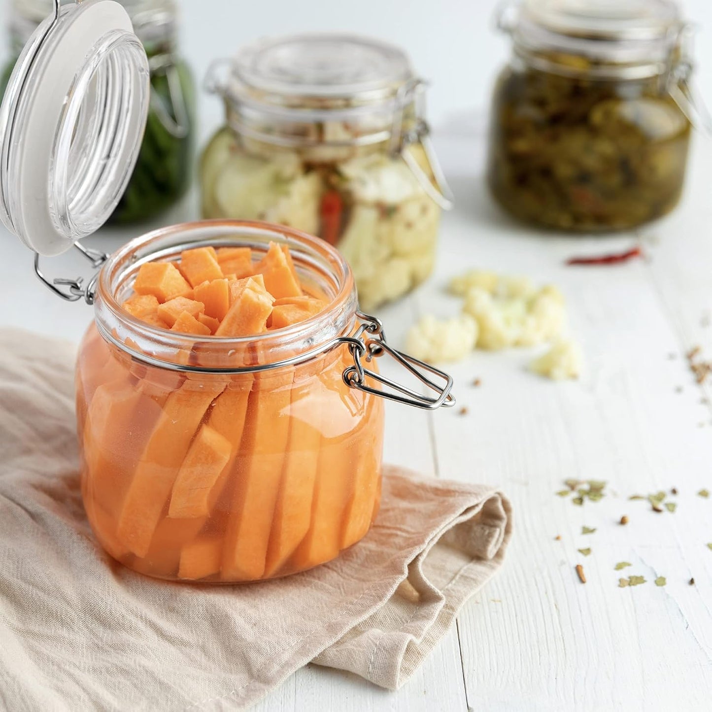 Galashield Glass Jars with Lids Food Storage Jars with Airtight Lids Leak Proof Glass Canisters [25 oz]