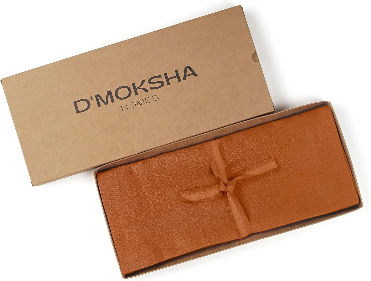 D'Moksha Homes Linen Rust Table Runner 60 Inches - 100% Pure Linen Table Runner 14 x 60 Inch for Coffee Tables, Dresser, Fall and Halloween - Machine Washable