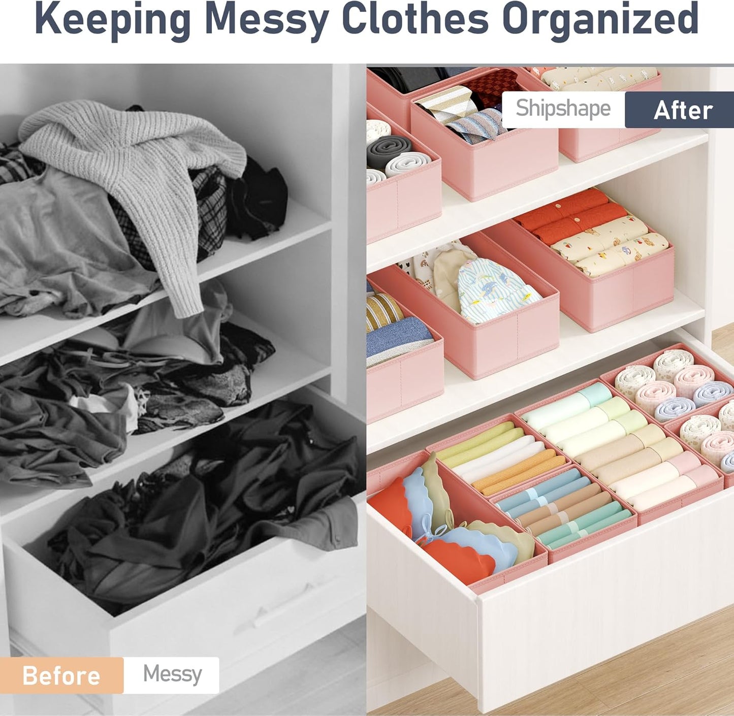 DIMJ Drawer Organizer Clothes Storage - 18 Pack Baby Dresser Organizer for Nursery, Foldable Drawer Dividers for Bedroom Closet Organization, Fabric Storage Bins for Socks, Underwears, Bras