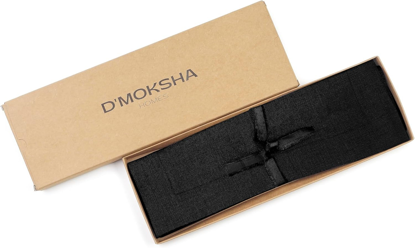 D'Moksha Homes Linen Black Placemats Set of 4-100% Pure Linen Placemats 14 x 19 Inch for Fall, Autumn and Halloween - Handcrafted and Machine Washable
