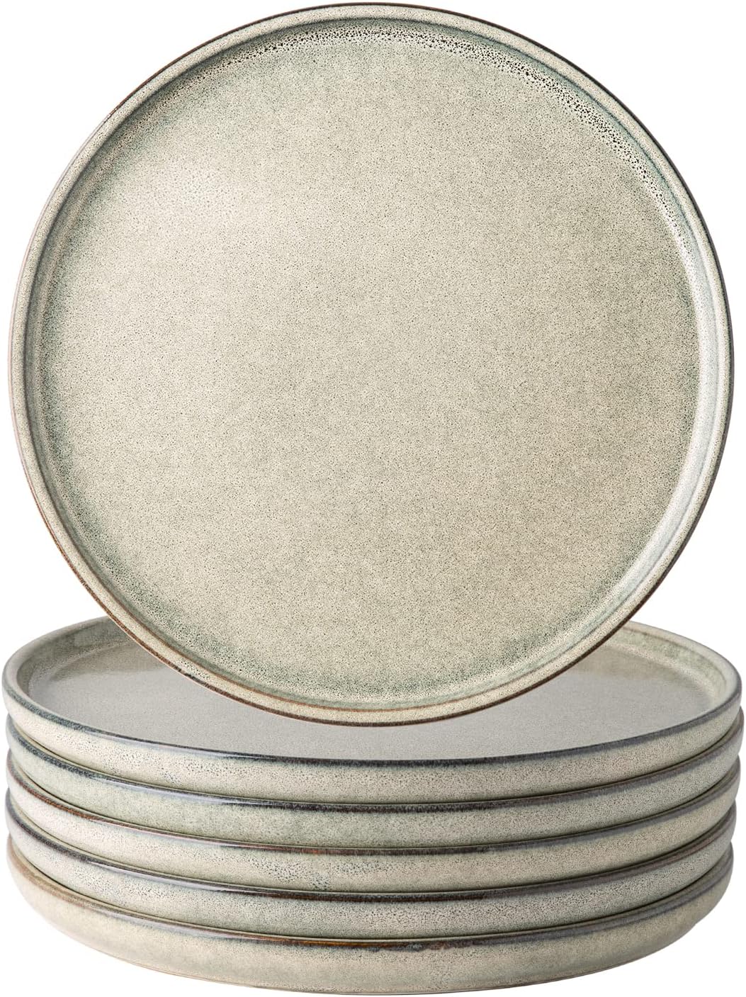 AmorArc Dinner Plates Set of 6, 10.5 Inch Reactive Glaze Ceramic Plates Set, Microwave, Dishwasher Safe, Scratch Resistant, Modern Large Dinnerware Dishes Set Kitchen Stoneware Plates