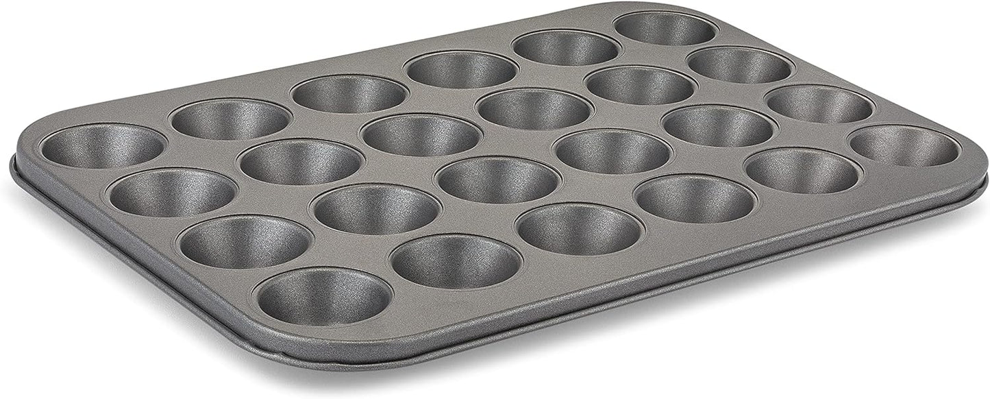 husMait Premium Quality Mini-Muffin Pan, Baking Sheet, and Cooling Rack. For Baking Mini Cupcakes, Muffins, Bite Size Tarts, Cookies. Non-Stick, Dishwasher Safe, Oven Safe (Muffin Pan)
