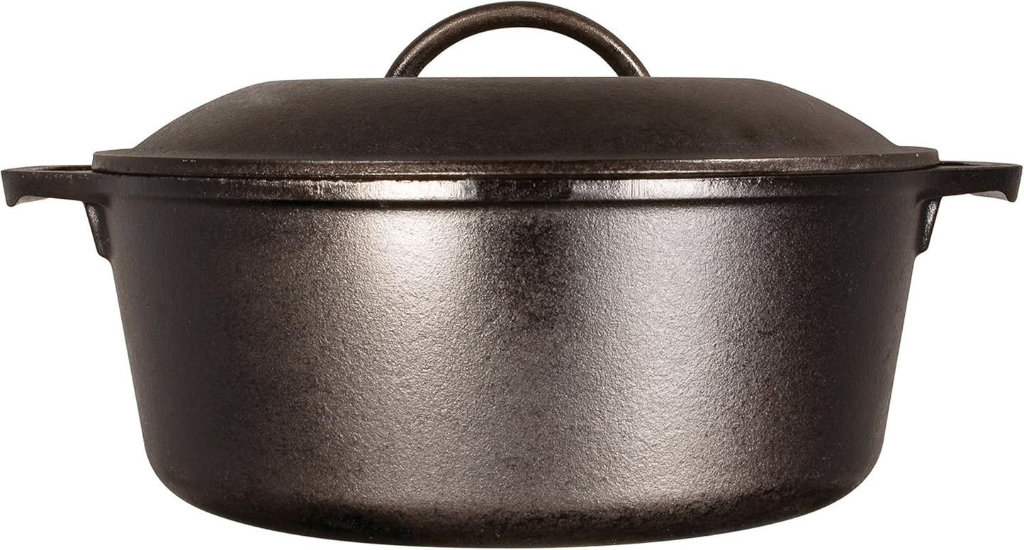 Lodge Cast Iron Dutch Oven with Handle Holders, 5 quart, Black/Red