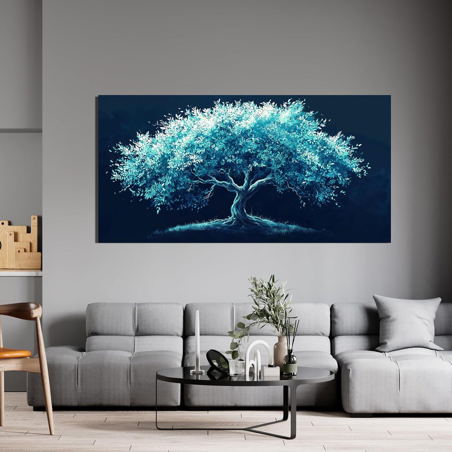 Canvas Wall Art Decor Green Tree of Life Wall Art Decorations Wall Art Pictures for Living Room Large Bltanical Wall Art Prints 24" X 48" Canvas Art Wall Decor Artwork for Walls Bedroom Office Decor