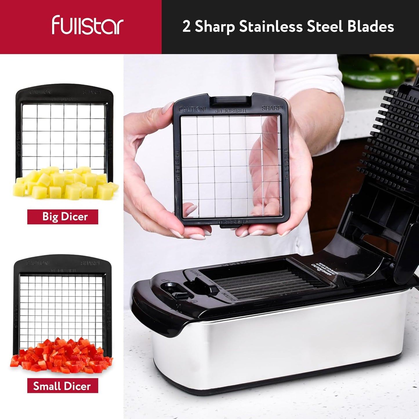 Fullstar The Original Pro Chopper - Vegetable Chopper and Spiralizer, Food Chopper with Container, Fruit Slicer, Kitchen Gadgets & Accessories, Home Essentials (9 in 1, Stainless Steel)