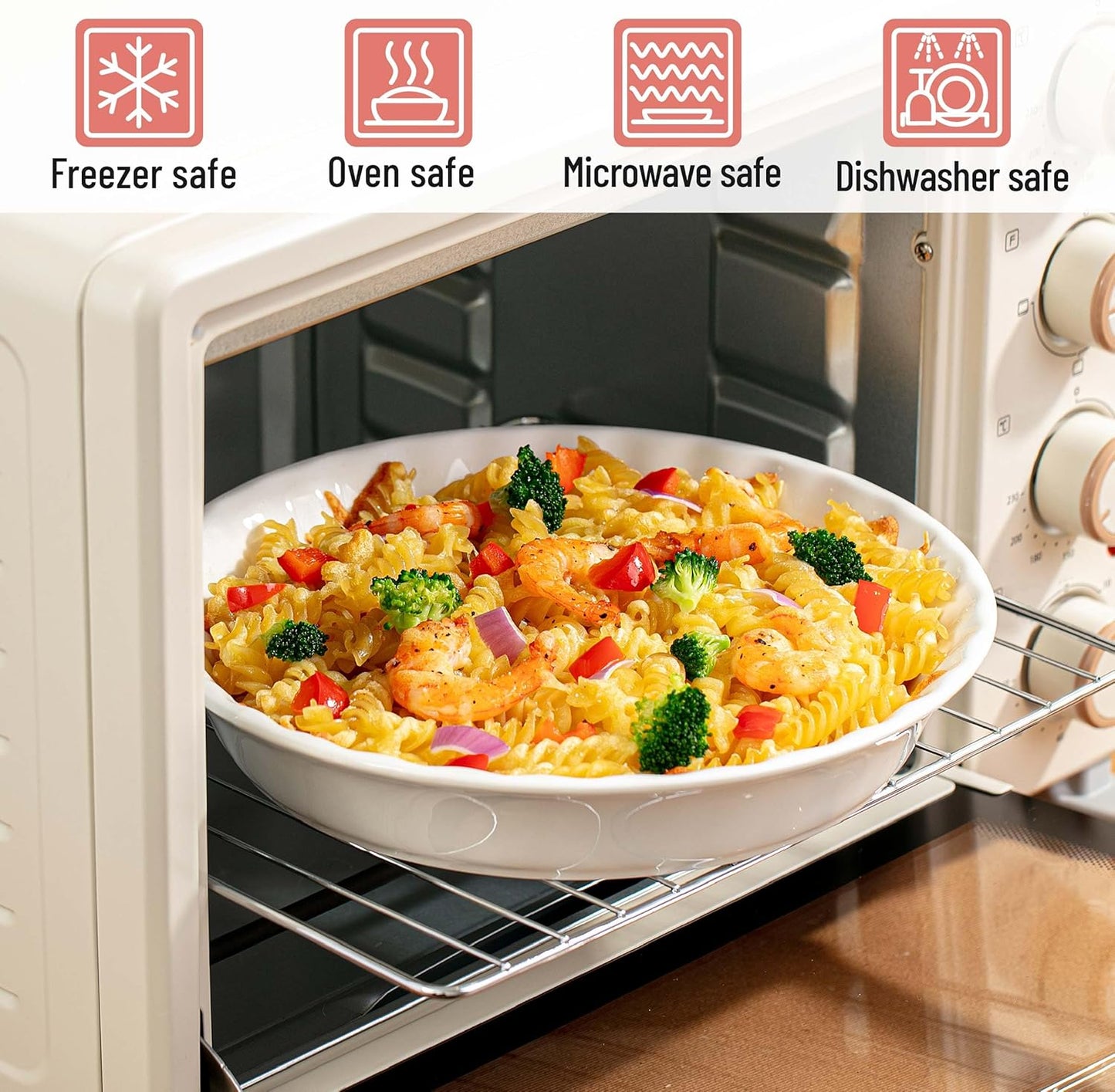 BTaT- Classic White Ceramic Pie Dish Set, 4 pcs, 10.5" & 9.5", Pie Pans for Baking, Christmas Gifts