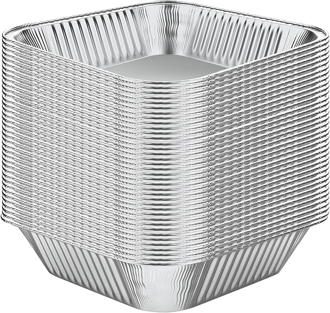 WANBAO 30 Pcs Disposable Aluminum Tin Foil Baking Pans Bakeware Square 8'' X 8'' X 2'' Inch Meal Prep for Catering, Baking Cakes, Breads, Brownies, Bread, Meatloaf, Lasagna