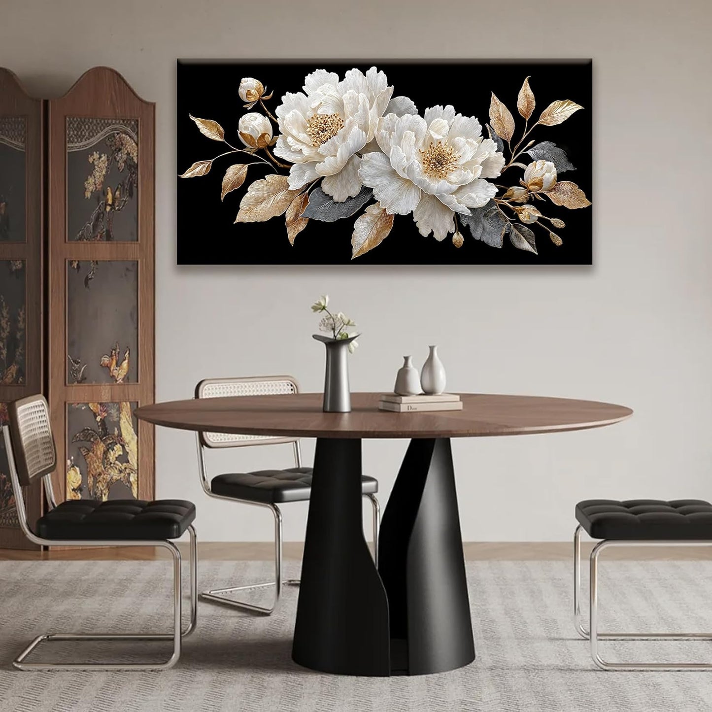 Modern Wall Art Decor Elegant White Flower Picture Artwork Home Wall Decor Canvas Wall Art For Living Room Bedroom Office Kitchen Ready To Hang 24x48 Inch Canvas Prints