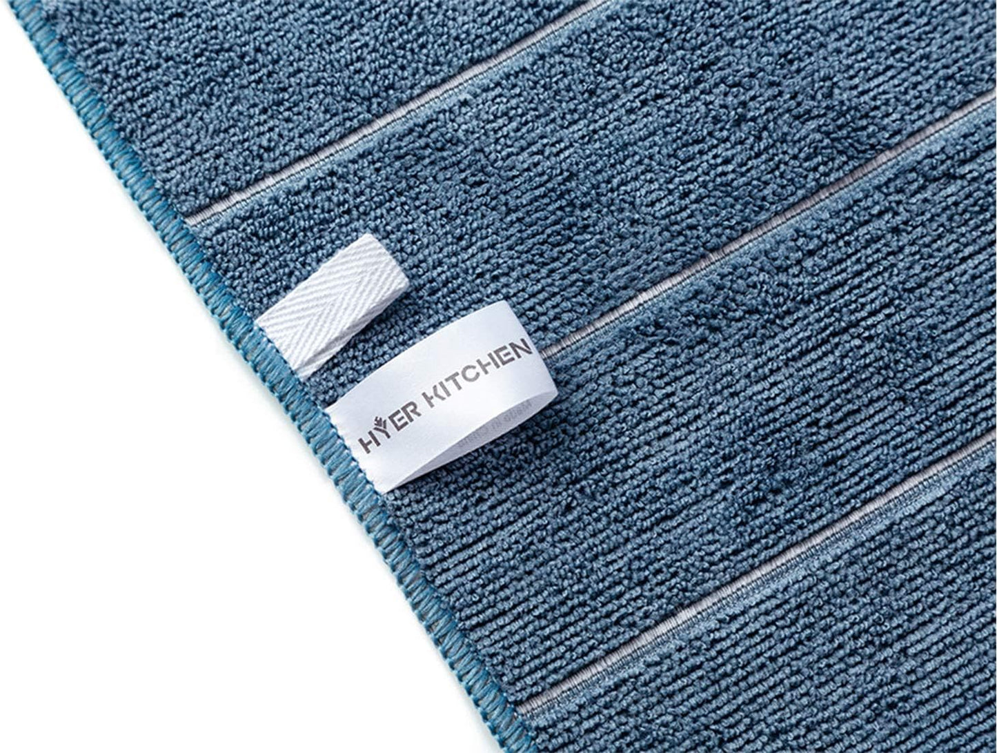 Microfiber Kitchen Towels - Super Absorbent, Soft and Solid Color Dish Towels, 8 Pack (Stripe Designed Blue and White Colors), 26 x 18 Inch