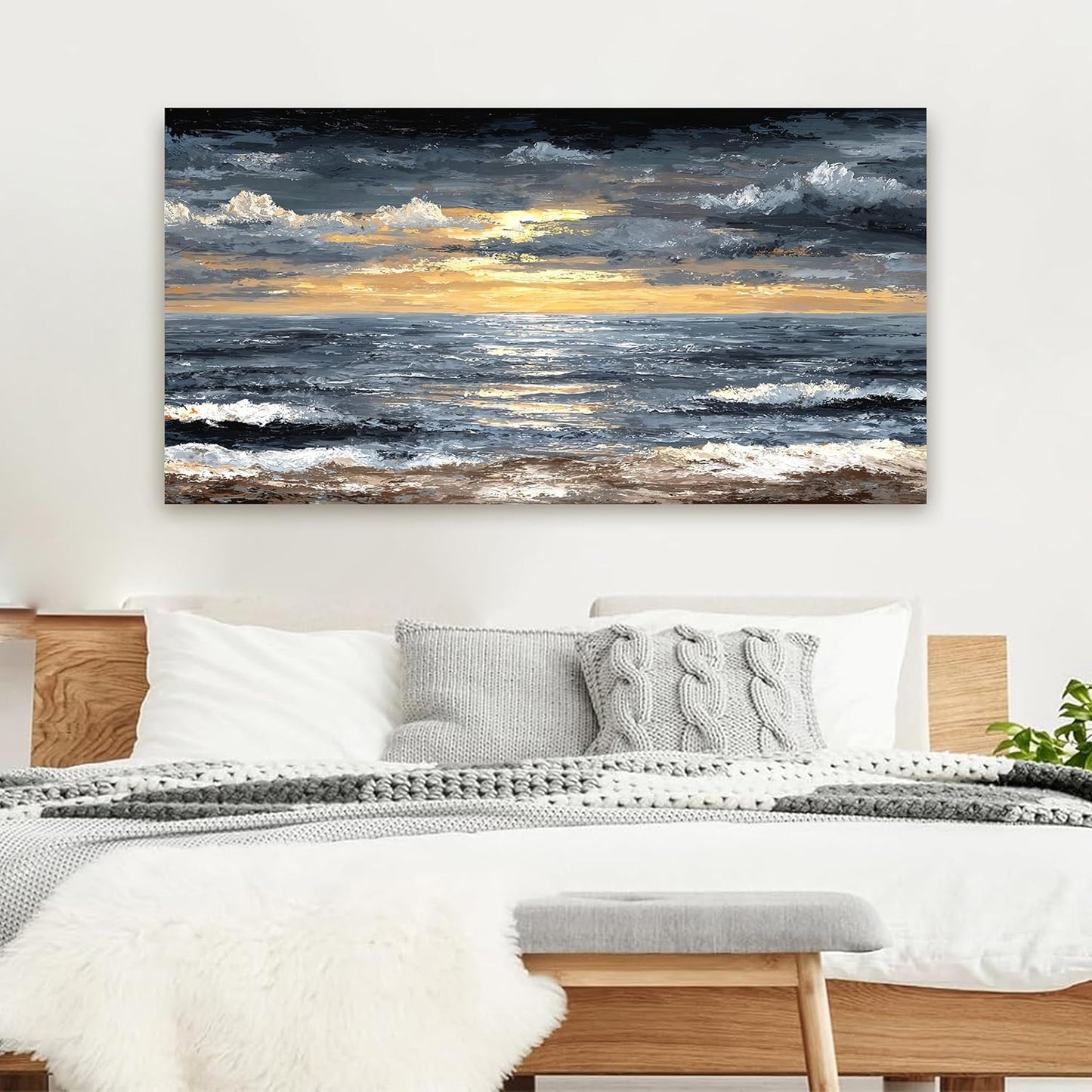Canvas Wall Art Decor Modern Wall Art Pictures for Living Room Abstract Coastal Wall Art Prints Large Landscape Wall Art Decorations Abstract Canvas Art Wall Decor Bedroom Office Decor 24" X 48"