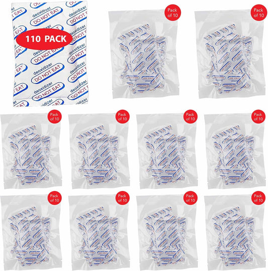 110 Packs 100cc Food Grade Oxygen Absorbers (11x packs of 10), Oxygen Absorbers for Food Storage, Long Term Food Freshness Works in Mylar Bags Mason Jars and Vaccum Bags