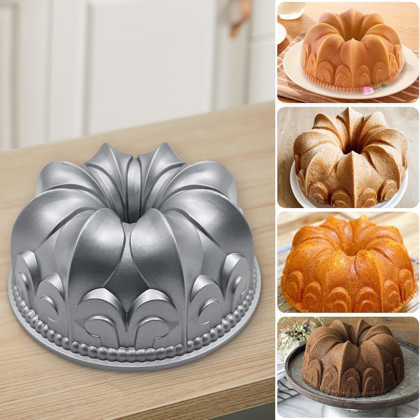 Aluminum Cake Pan, Non-Stick Cake Mold Charlotte Easy to Clean Cake Baking Mold for Birthday Christmas Wedding Events (Style 1)