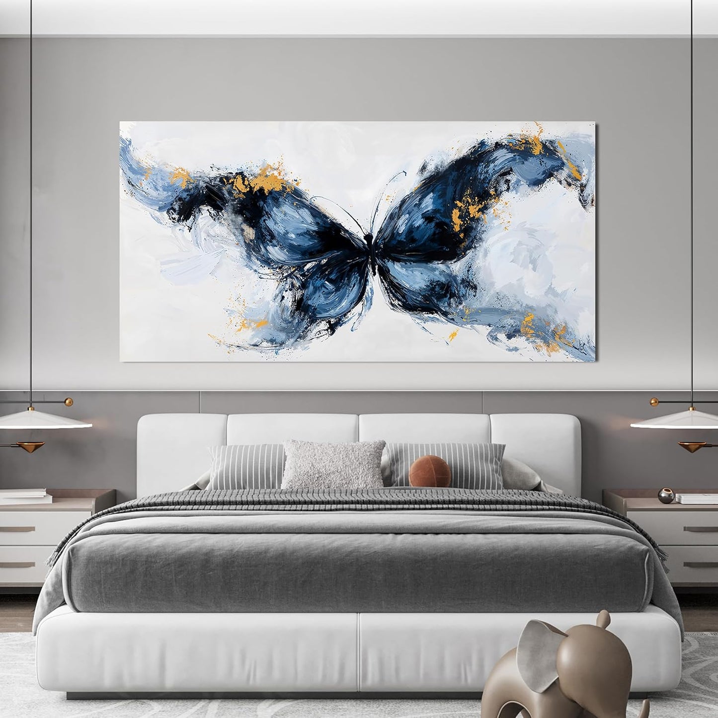 TAIJXAGSG Abstract Canvas Wall Art Decor Large Wall Art For Living Room Black Abstract Art Abstract Canvas Art Wall Butterfly Artwork For Room Posters Wall Art Office Decor 29"X 58" Artwork For Walls