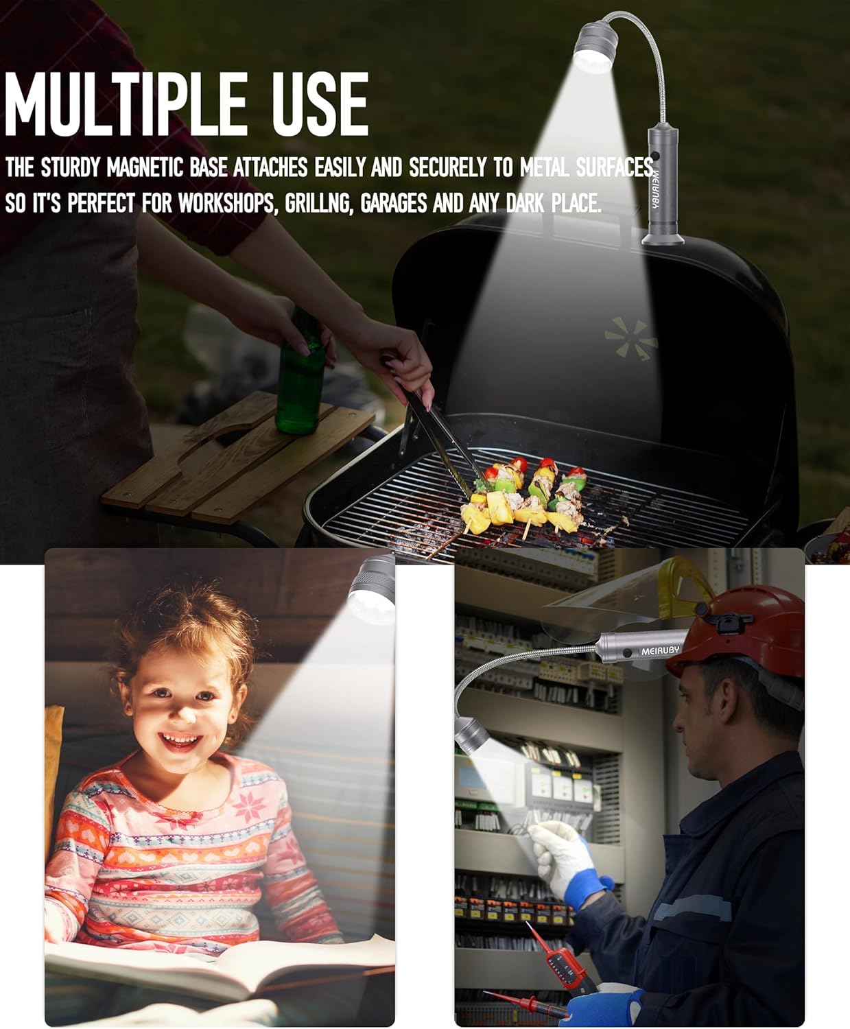 Grill BBQ Stocking Stuffers for Men Adults, 2-Pack Magnetic Barbecue Grill Light: BBQ Grilling Blackstone Griddle Accessories for Outdoor Grills, Birthday Christmas Gifts for Men Dad Husband Grandpa