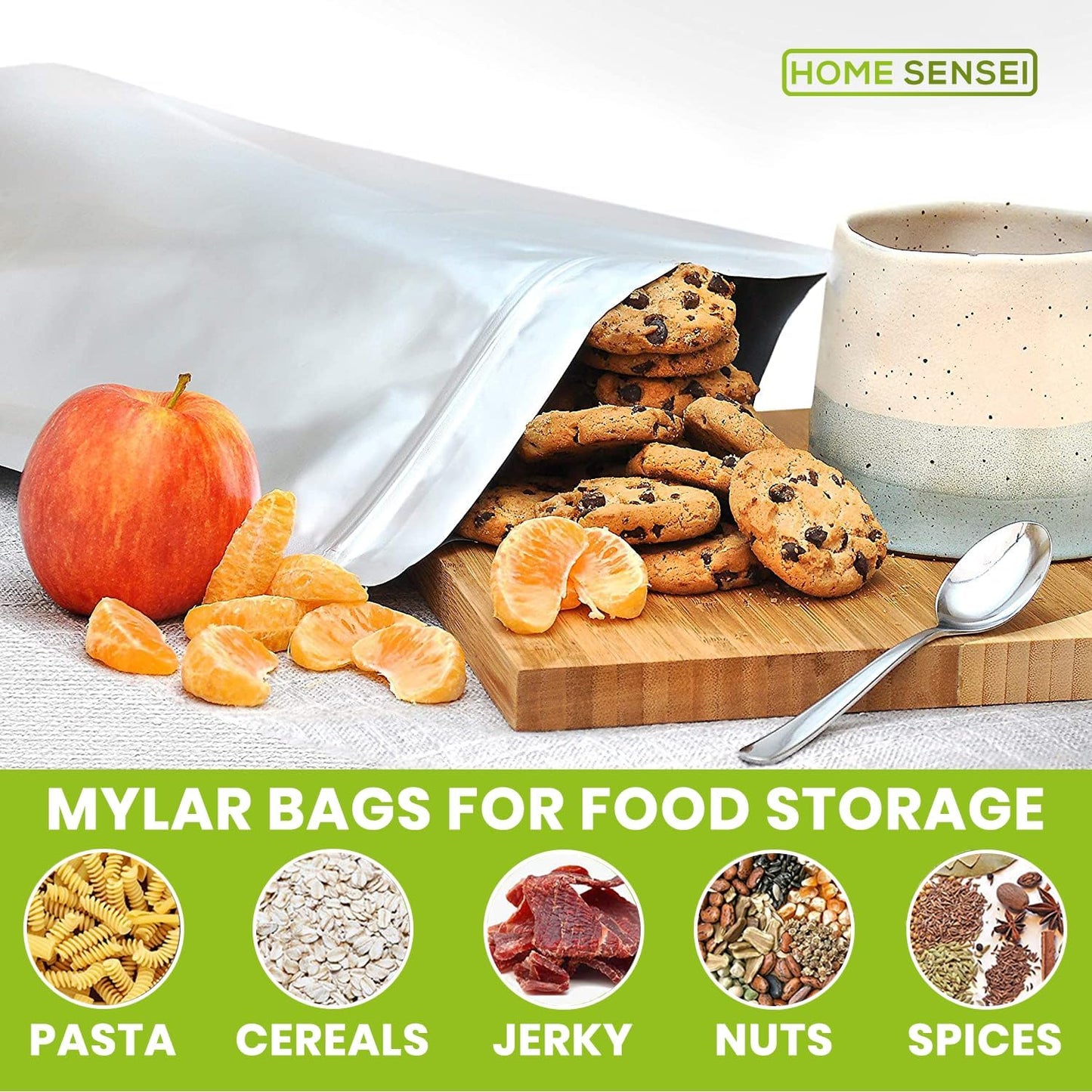 100pcs Mylar Bags for Food Storage - Extra Thick 10 Mil - Includes Gallon/Quart/Pint Sizes with 400cc Oxygen Absorbers - Zip Resealable Storage Pouches - Bolsas Mylar